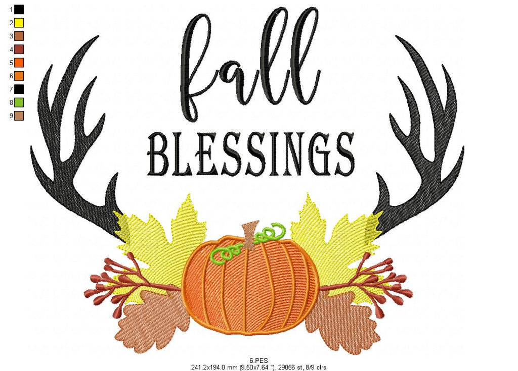 Fall Blessings- Fill stitch / Rippled - 6 sizes - Machine Embroidery Design