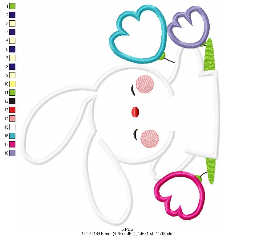 Cute bunny in the burrow - Applique