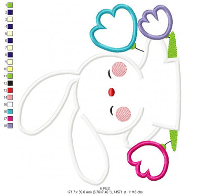 Cute bunny in the burrow - Applique