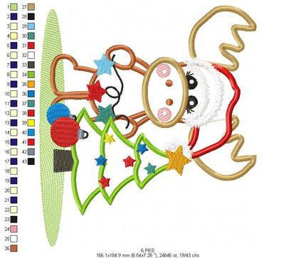 Cute Reindeer  - Applique - 6 Sizes -  Machine Embroidery Design