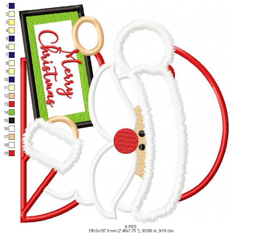 Santa Claus Merry Christmas - Applique - 6 Sizes - Machine Embroidery Designs