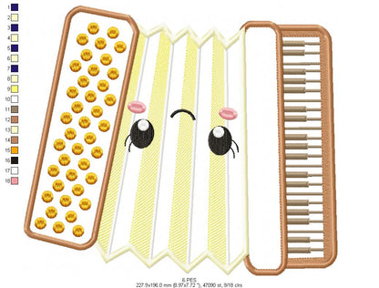 Oktoberfest - Accordion  - Germany  -  Applique  - 7 sizes -  Machine Embroidery Design