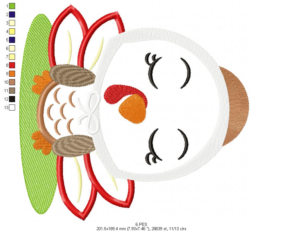 Thanksgiving Turkey Mother- Applique  - 6 sizes - Machine Embroidery Design