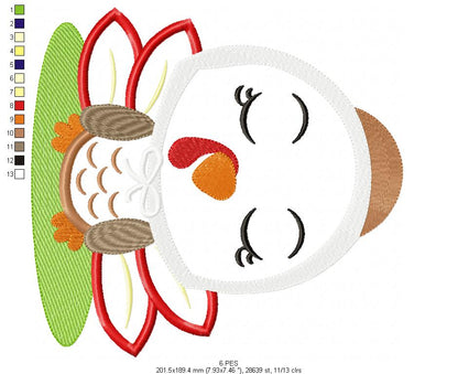 Thanksgiving Turkey Mother- Applique  - 6 sizes - Machine Embroidery Design