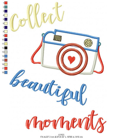 Photographic Camera - Applique -  6 Sizes - Machine Embroidery Design
