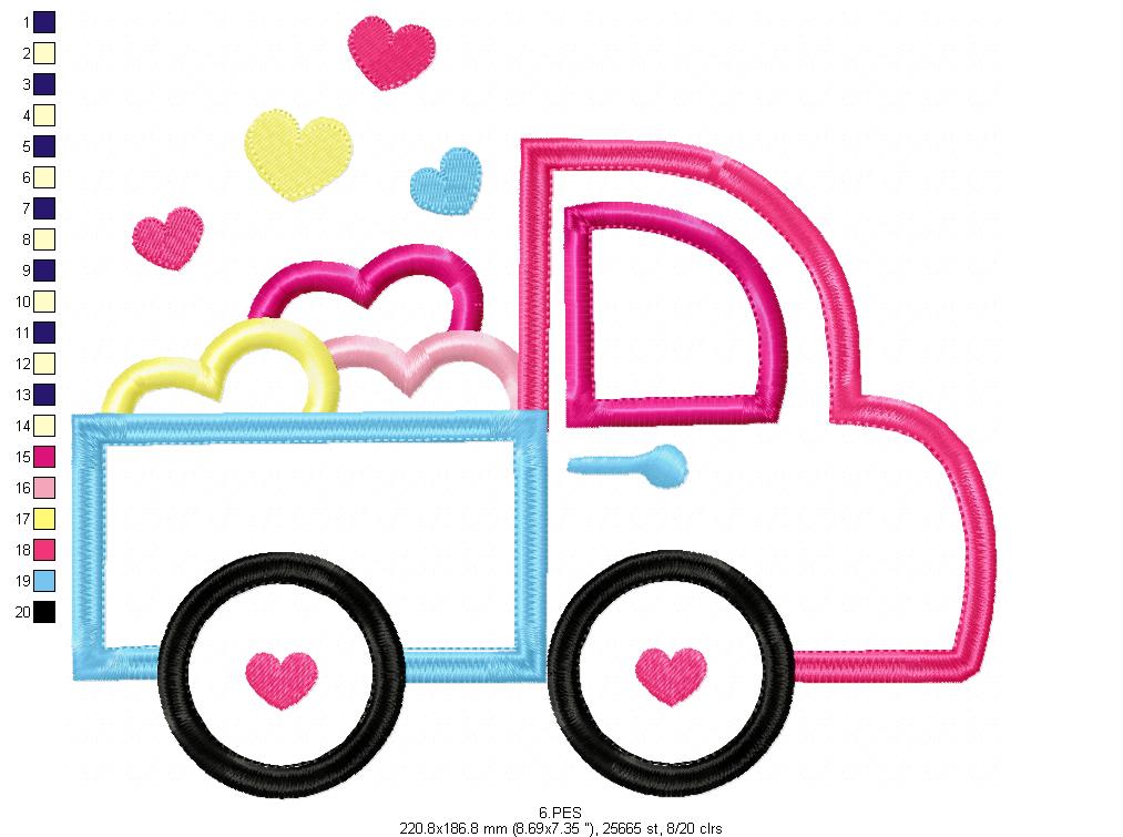 Love truck- Valentine's - Machine Embroidery Design