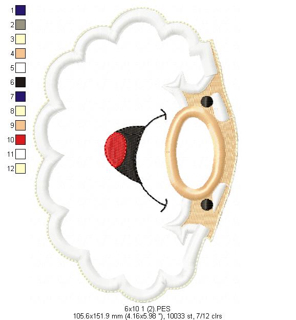 Santa Claus with Bell Door Ornament - ITH Project - Machine Embroidery Design