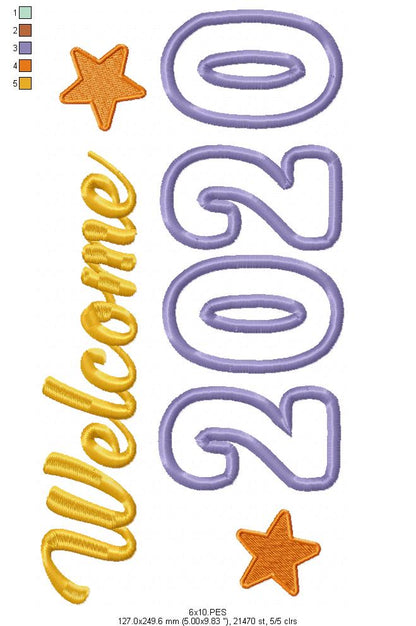 Welcome New Year Machine Embroidery Applique Design