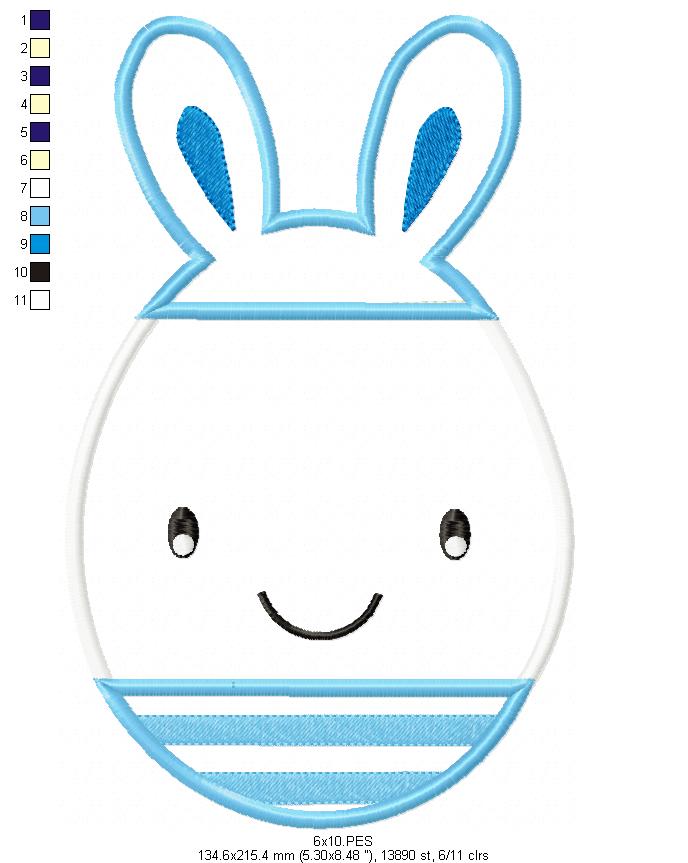 Easter Egg Boy  - Applique  - Machine Embroidery Design