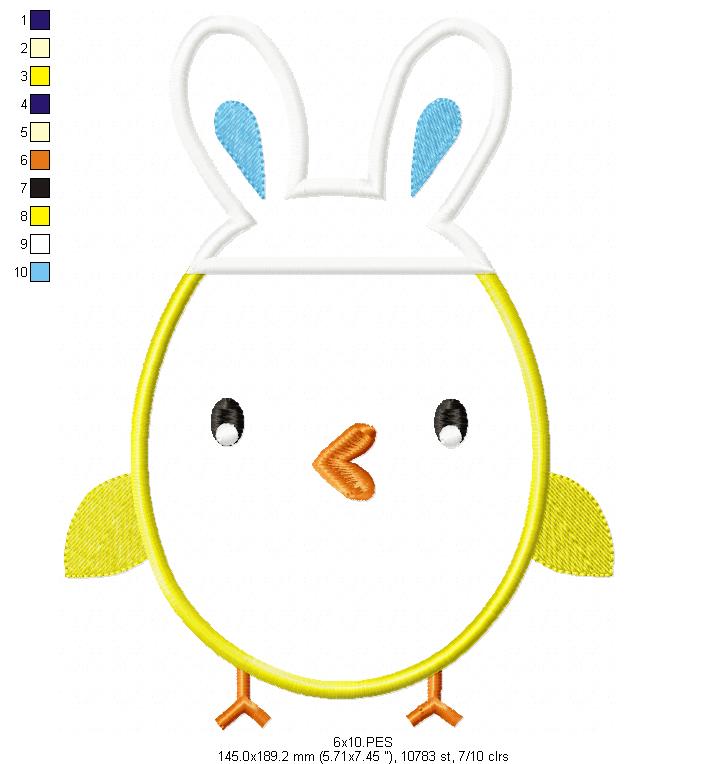 Little bird boy  Easter  - Applique  - Machine Embroidery Design