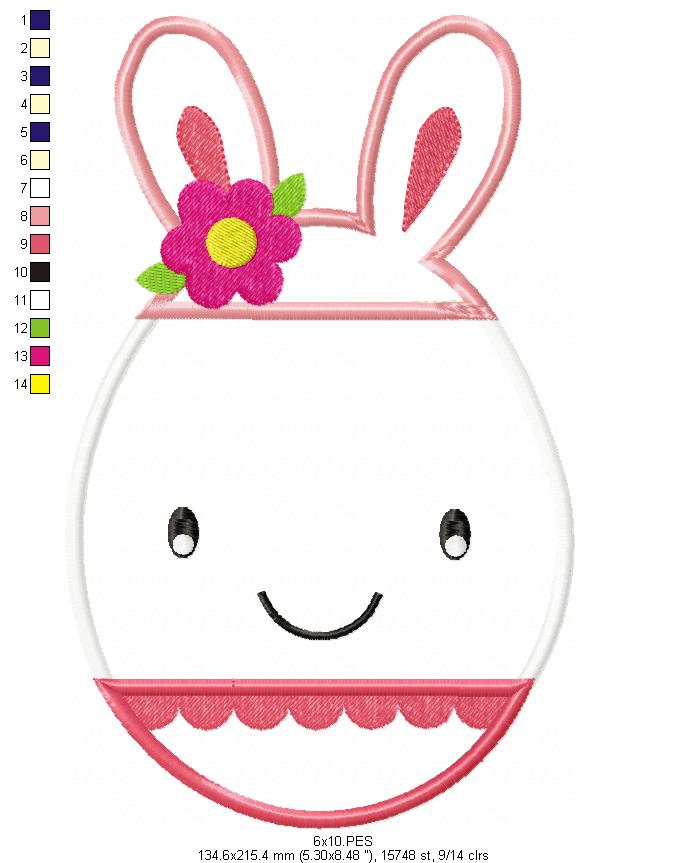 Easter Egg Girl  - Applique  - Machine Embroidery Design