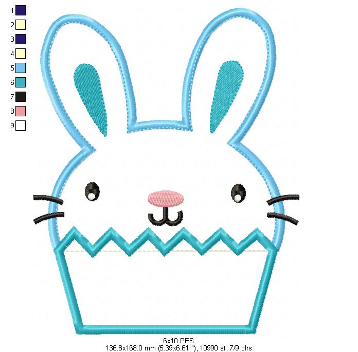 Bunny Cupcake Boy  - Applique  - Machine Embroidery Design