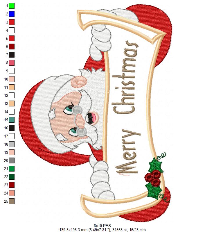 Santa Claus Merry Christmas - Applique