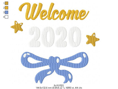 Welcome New Year 2020 - Fill Stitch -   Machine Embroidery Design