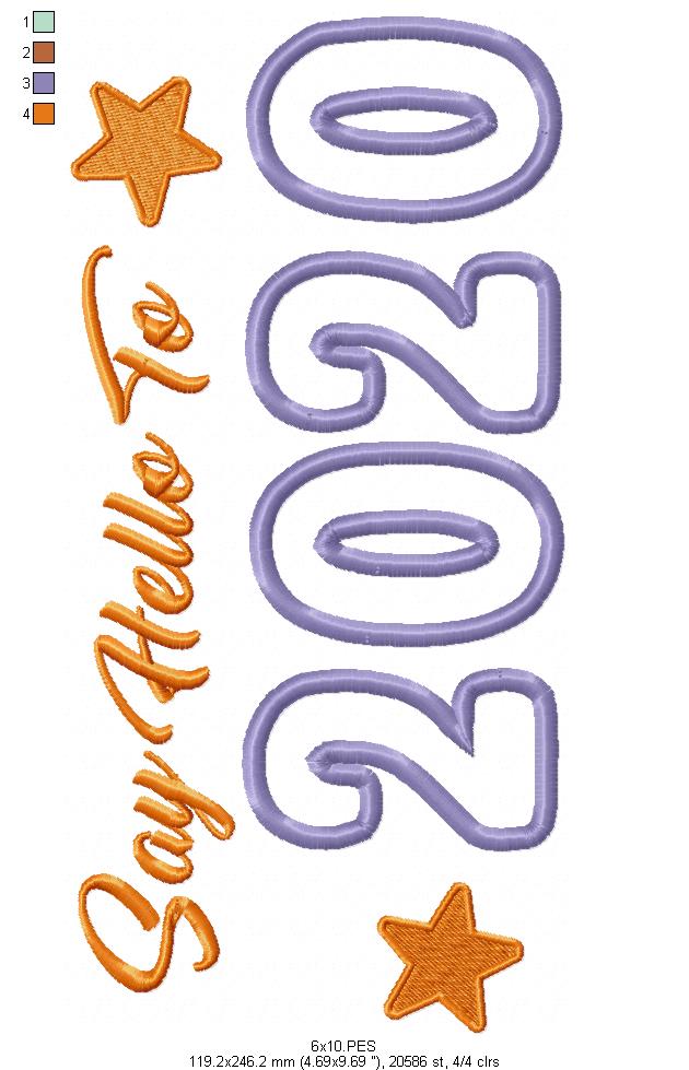 New Year Machine Embroidery Applique Design