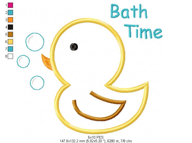 Bath Time - Applique - Machine Embroidery Design