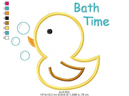 Bath Time - Applique - Machine Embroidery Design