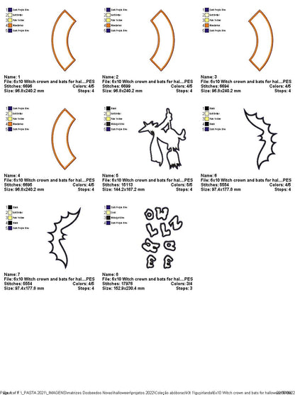 Witch and Bats Wreath - ITH Project - Machine Embroidery Design