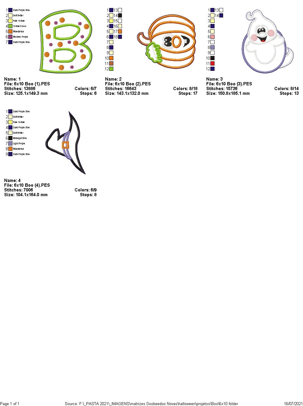 Boo Halloween Ornament - ITH Project - Machine Embroidery Design