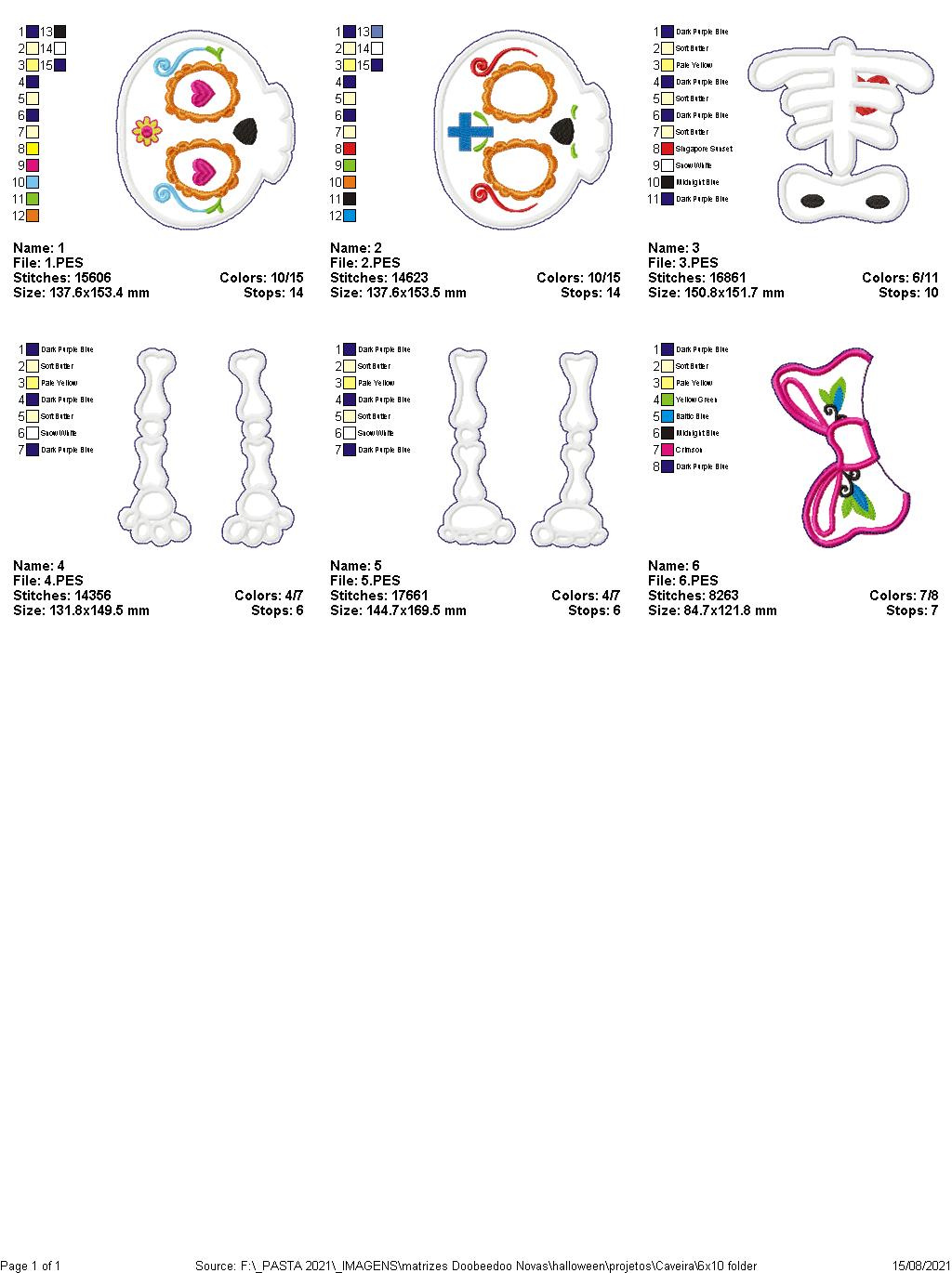 Halloween Skull - ITH Project - Machine Embroidery Design