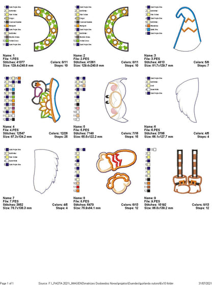 Sunflowers Wreath Gnome - ITH Project - Machine Embroidery Design