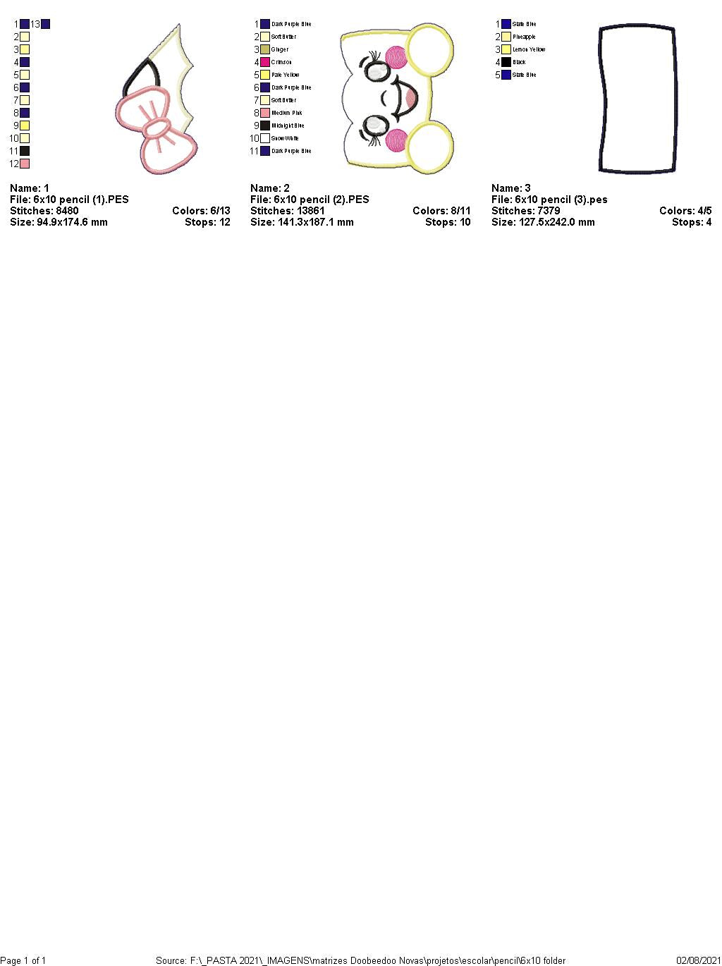 Pencil Back to School Ornament - ITH Project - Machine Embroidery Design