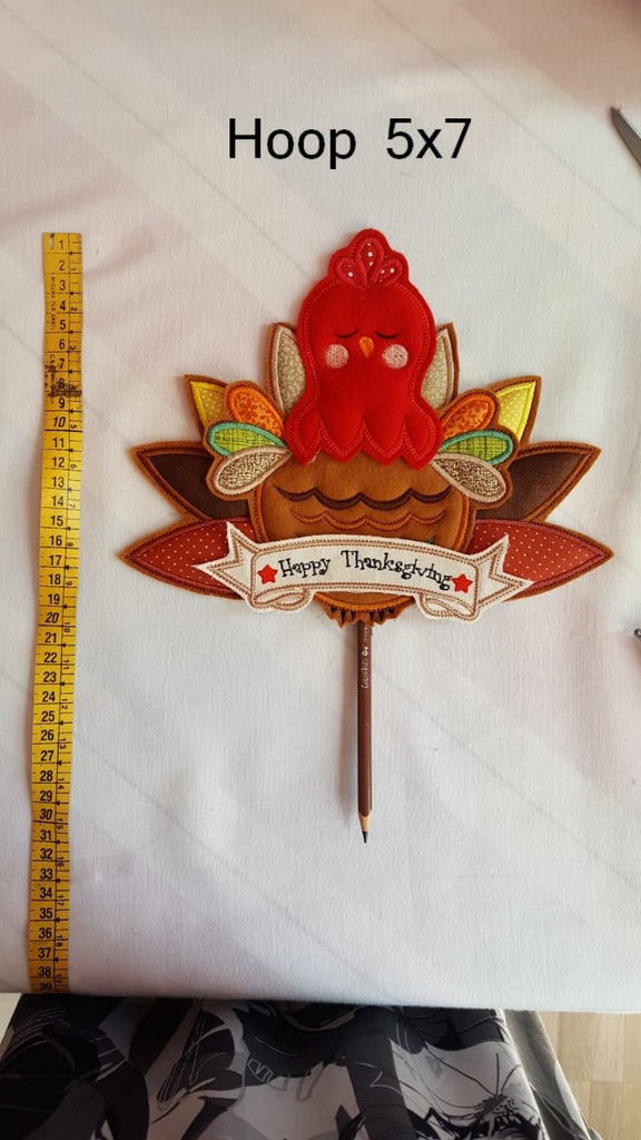Turkey Thanksgiving Ornament - ITH Project - Machine Embroidery Design
