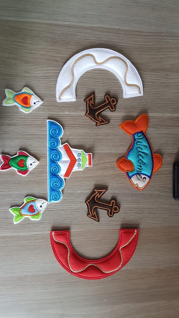 Nautical Boat and Fish Wreath - ITH Project - Machine Embroidery Design