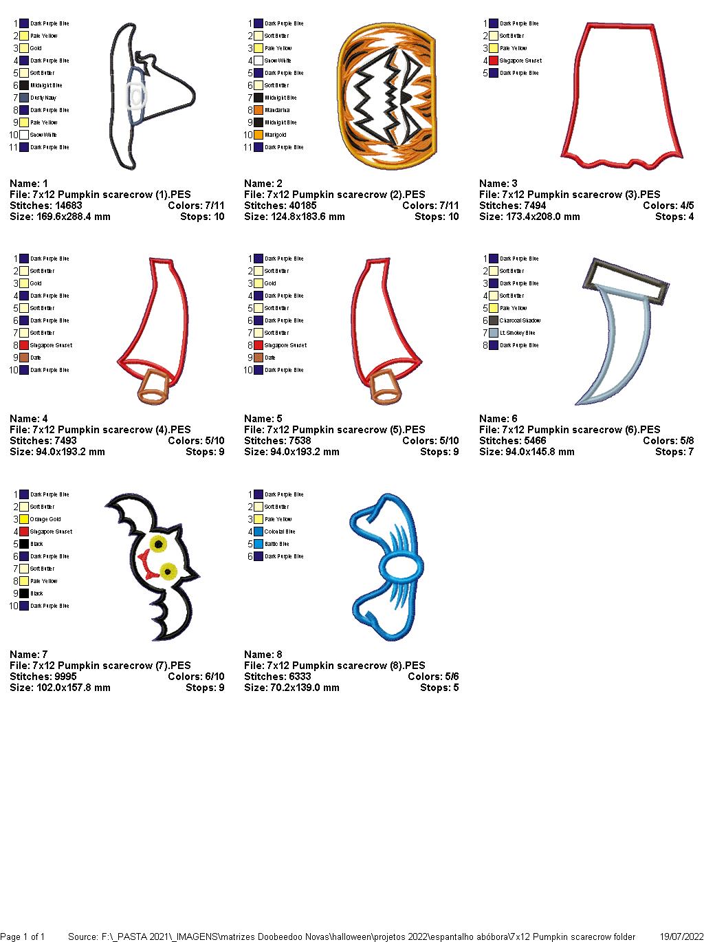 Pumpkin Scarecrow - ITH Project - Machine Embroidery Design