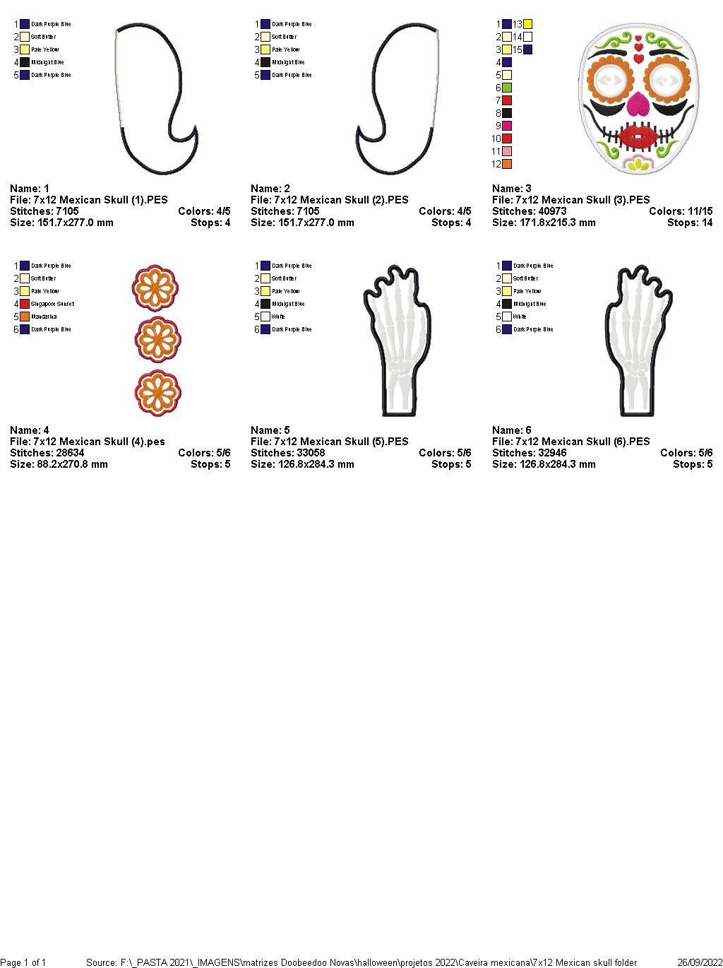 Hanging mexican skull Halloween - ITH Project - Machine Embroidery Design