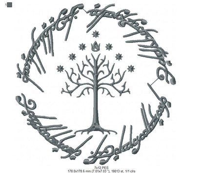 The Ring and The White Tree of Gondor - Fill Stitch