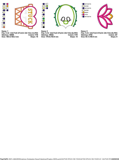 Cactus Stuck on You Valentine's Day - ITH Project - Machine Embroidery Design