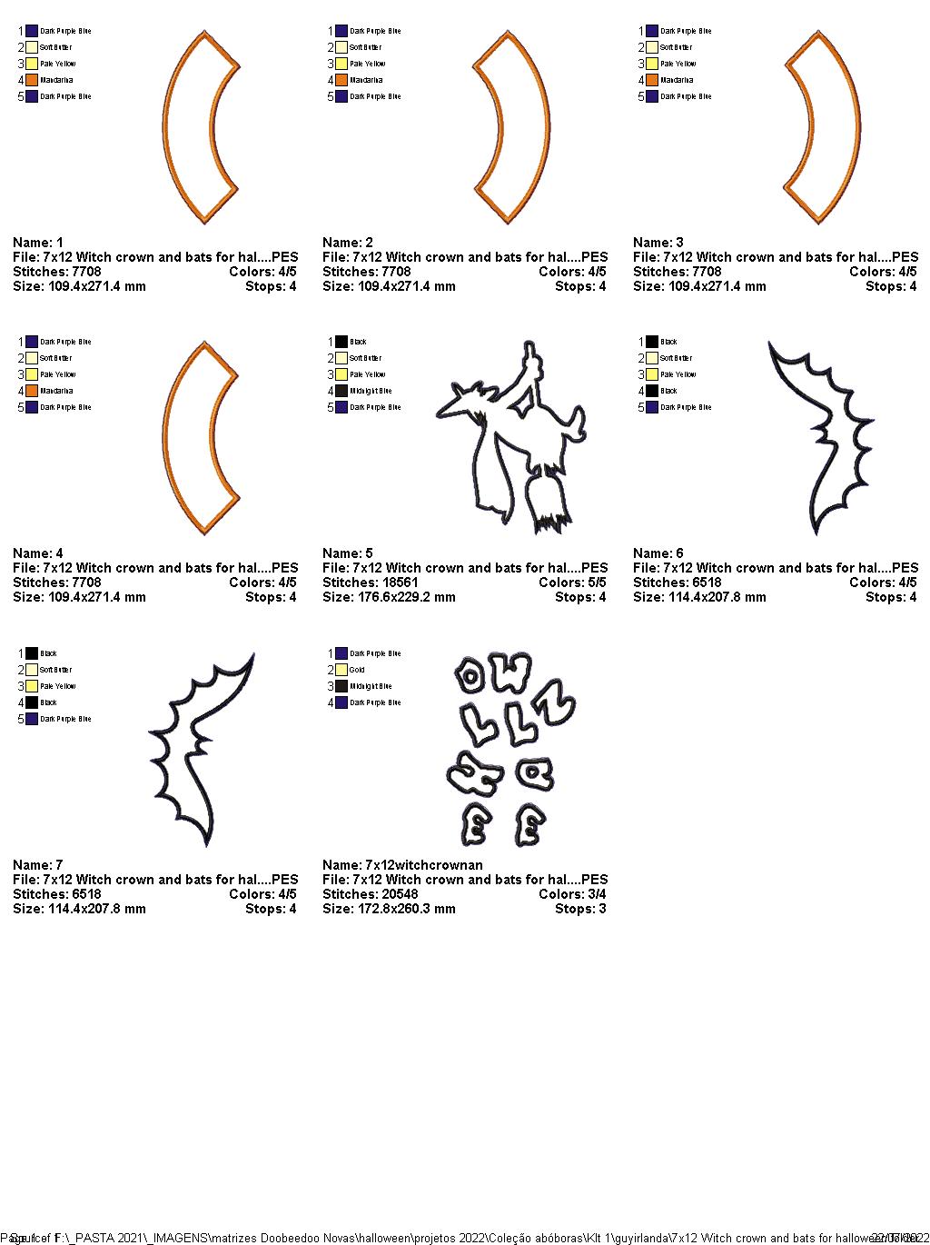 Witch and Bats Wreath - ITH Project - Machine Embroidery Design