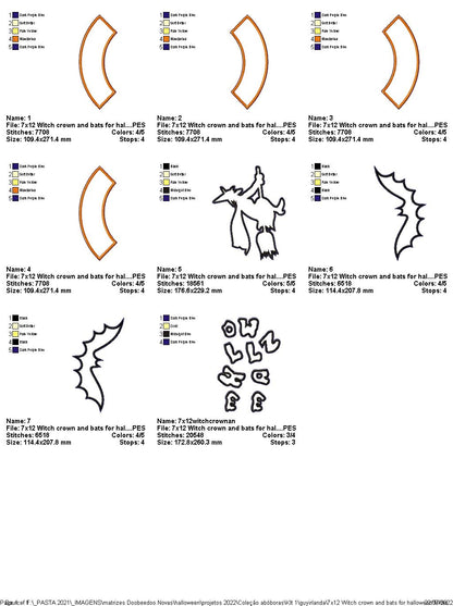 Witch and Bats Wreath - ITH Project - Machine Embroidery Design