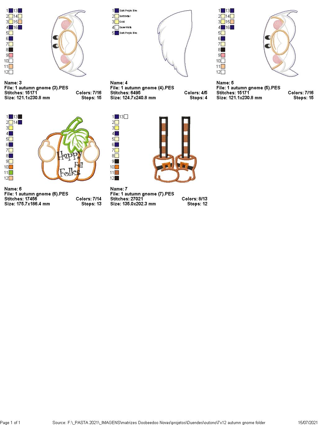 Gnome Happy Fall Folks Ornament - ITH Project - Machine Embroidery Design