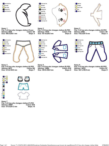 Cute Boy and Girl with Clothes for Changes - ITH Project - Machine Embroidery Design