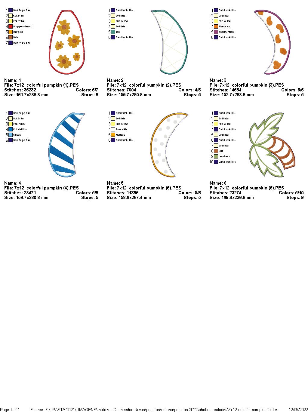 Colorful Pumpkin Autumn Door Ornament - ITH Project - Machine Embroidery Design