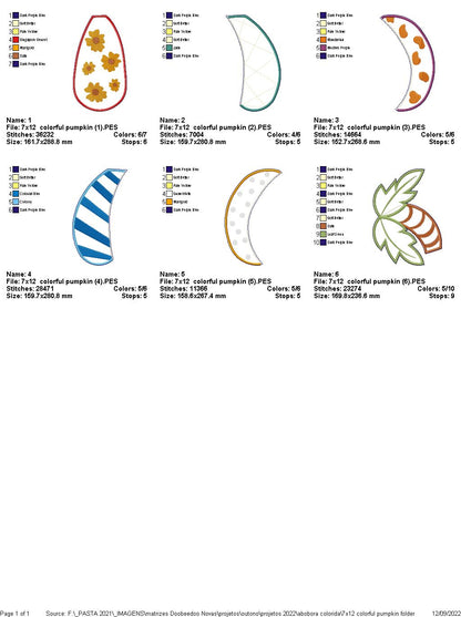 Colorful Pumpkin Autumn Door Ornament - ITH Project - Machine Embroidery Design