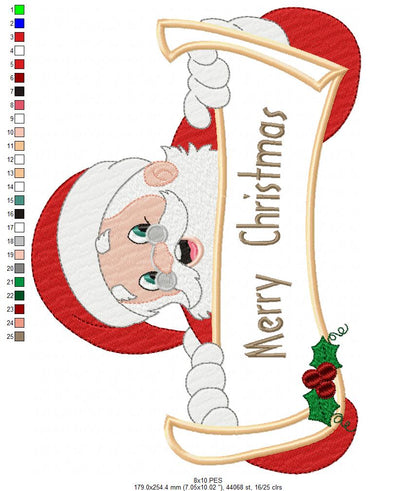 Santa Claus Merry Christmas - Applique