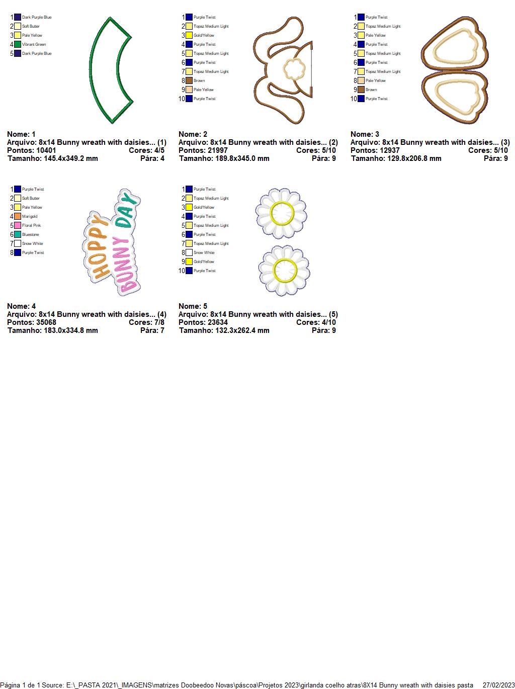 Bunny Wreath With Daisies - ITH Project - Machine Embroidery Design