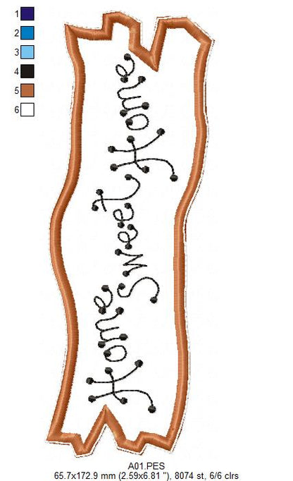 Home Sweet Home Door Ornament - ITH Project - Machine Embroidery Design