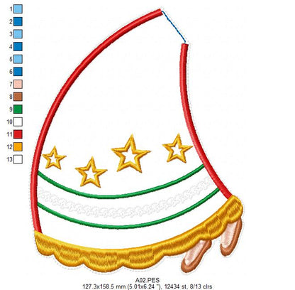 Christmas Angel Vase Ornament - ITH Project - Machine Embroidery Design