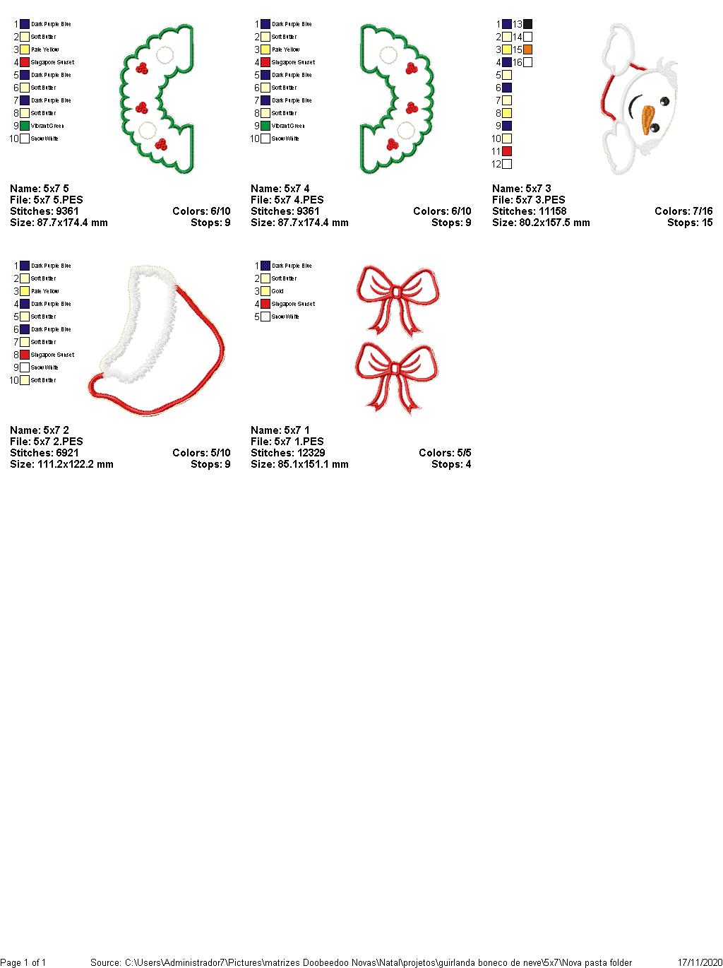 Snowman Wreath Christmas - ITH Project - Machine Embroidery Design