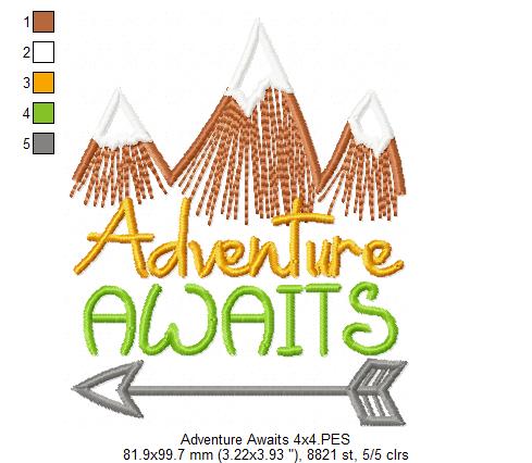 Adventure Awaits 🌍 – Fill Stitch – Machine Embroidery Design
