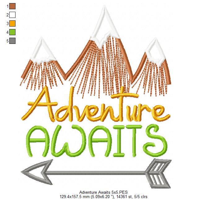 Adventure Awaits 🌍 – Fill Stitch – Machine Embroidery Design
