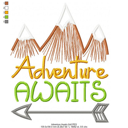 Adventure Awaits 🌍 – Fill Stitch – Machine Embroidery Design