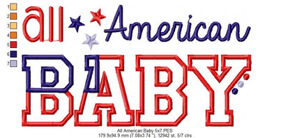 All American Baby – Appliqué – Machine Embroidery Design