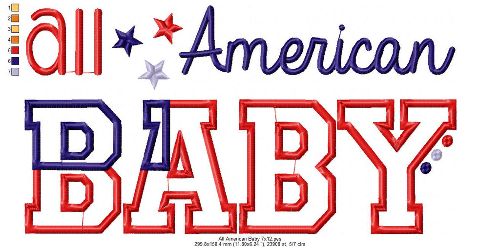 All American Family - Set of 7 designs - Applique