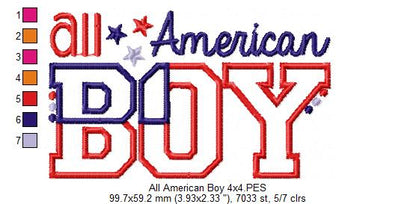 All American Boy - Appliqué – Machine Embroidery Design