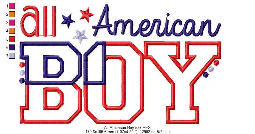 All American Family Set – Appliqué – Machine Embroidery Design